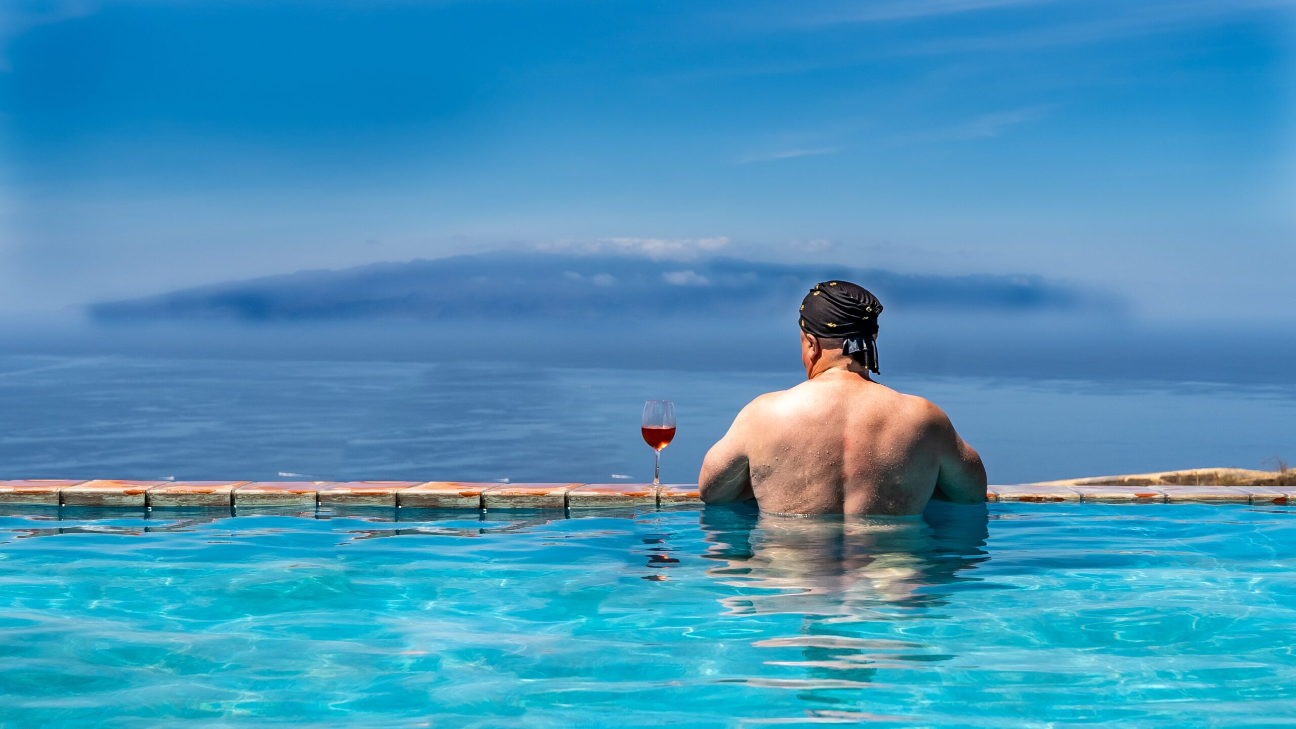 Atlantik, Teneriffa, Finca bei Los Gigantes, Selbstbildnis mit Gedanken und Visionen über dem Atlantik