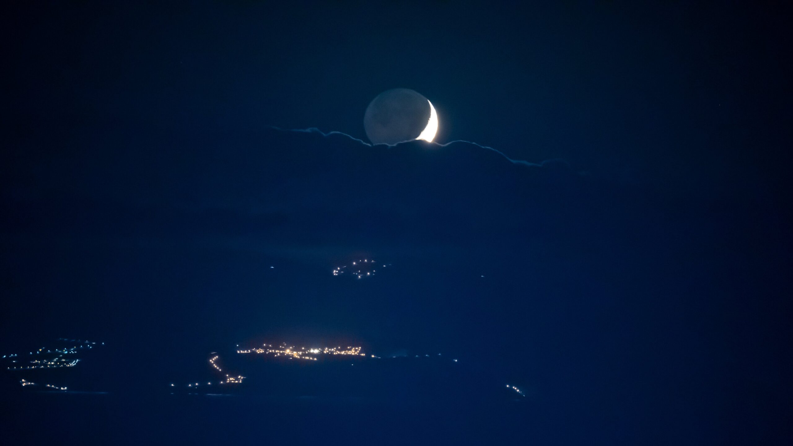 Atlantik, Teneriffa, Finca bei Los Gigantes, Mond über La Gomera