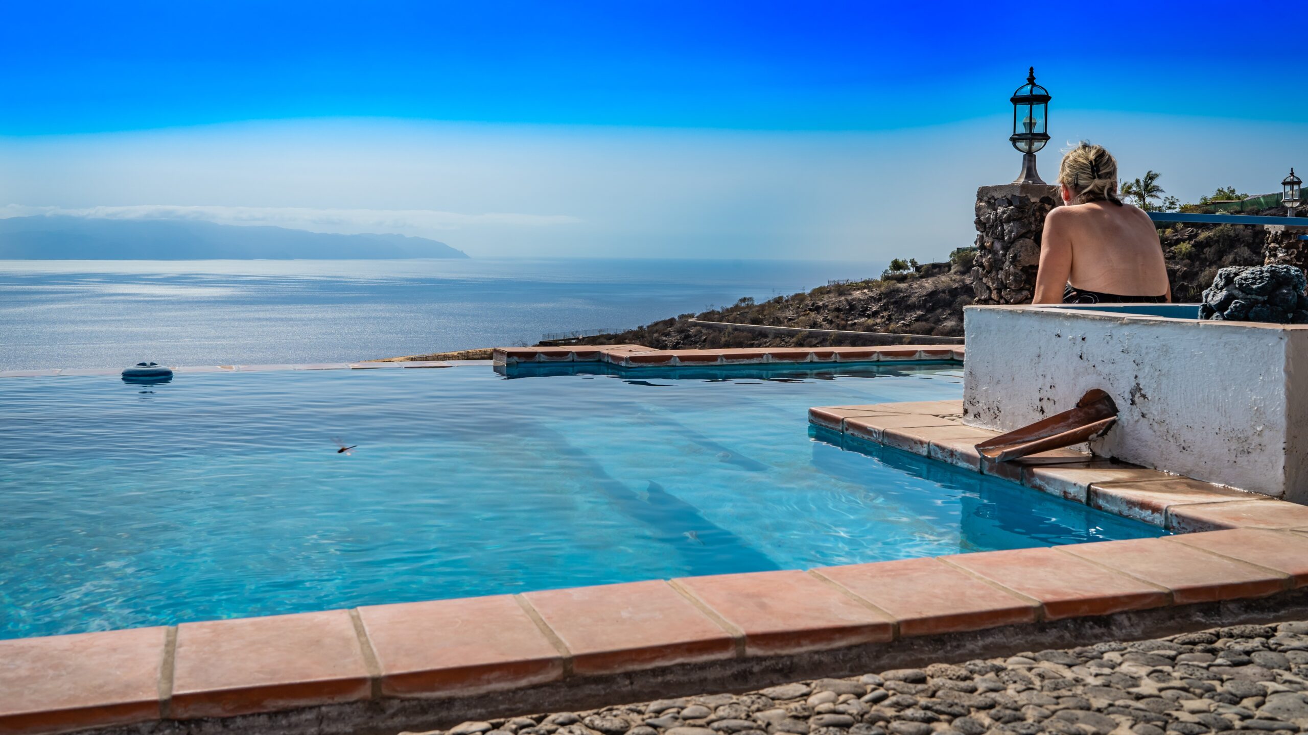Atlantik, Teneriffa, Finca bei Los Gigantes, Blick Richtung La Gomera