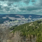 Thüringen, Rennsteig, nahe Kickelhahn, Blick auf auf Manebach
