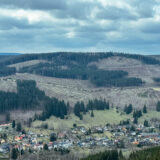 Thüringen, Rennsteig, Blick vom Kickelhahn auf Manebach