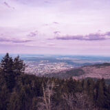 Thüringen, Rennsteig, Kickelhahn, Blick nach Ilmenau. zur Ilmtalbrücke über die Bobhütte