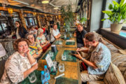 Belarus, Brest, die deutsche Gruppe mit Marina in der Stadt