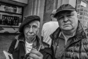 Berlin, Friedrichstraße, Russisches Haus, Protest, der Autor mit Rosa Lu