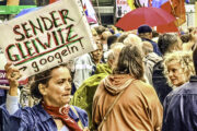 Berlin, Friedrichstraße, Russisches Haus, am 04.09.2026, Protest gegen angeordnete Schließung und deutsche Kriegstreiber