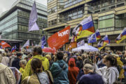 Berlin, Friedrichstraße, Russisches Haus, am 04.09.2026, Protest gegen angeordnete Schließung und deutsche Kriegstreiber