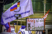 Berlin, Friedrichstraße, Russisches Haus, am 04.09.2026, Protest gegen angeordnete Schließung und deutsche Kriegstreiber